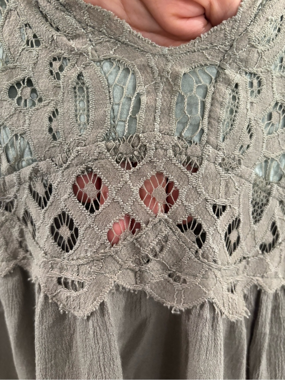 LA MIEL Olive Green Lace-Trim High-Low Slip Dress - Picture 4 of 14
